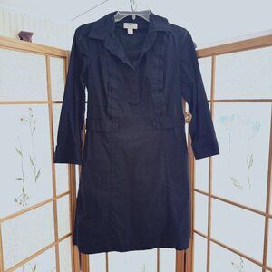 LOFT BLACK SHEATH DRESS OFFICE CAREER COLLAR HALF SLEEVE KNEE 4